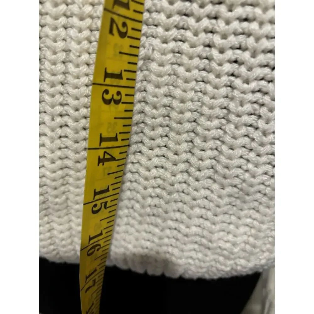 Jessica Simpson Womens Sz M Cream  Popcorn Sleeve Knit Sweater Capsule Cozy Chic